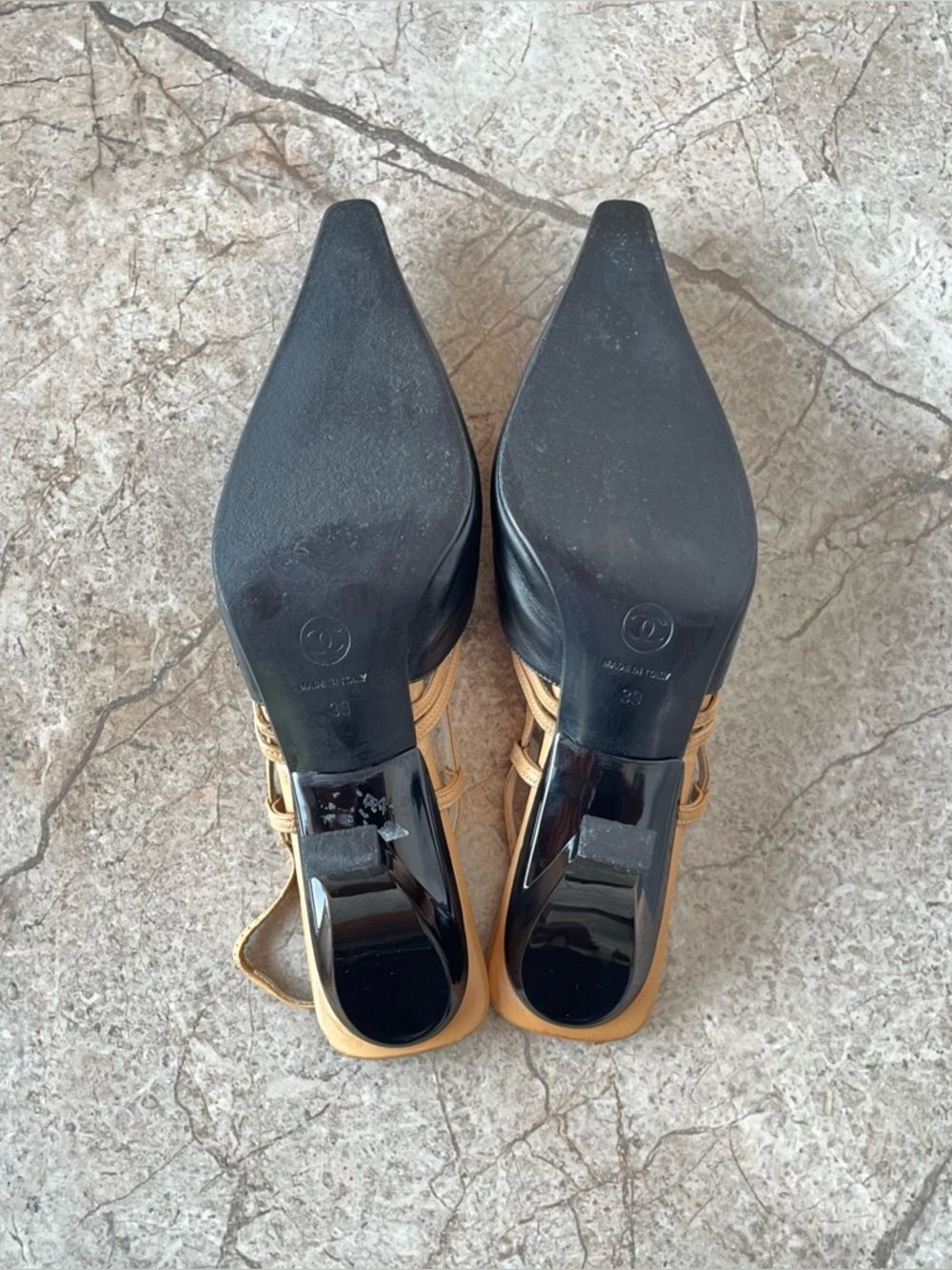 Chanel Fall 2000 Two-Tone Multi-Strap Comma Heel Slingbacks - Picture 12 of 13